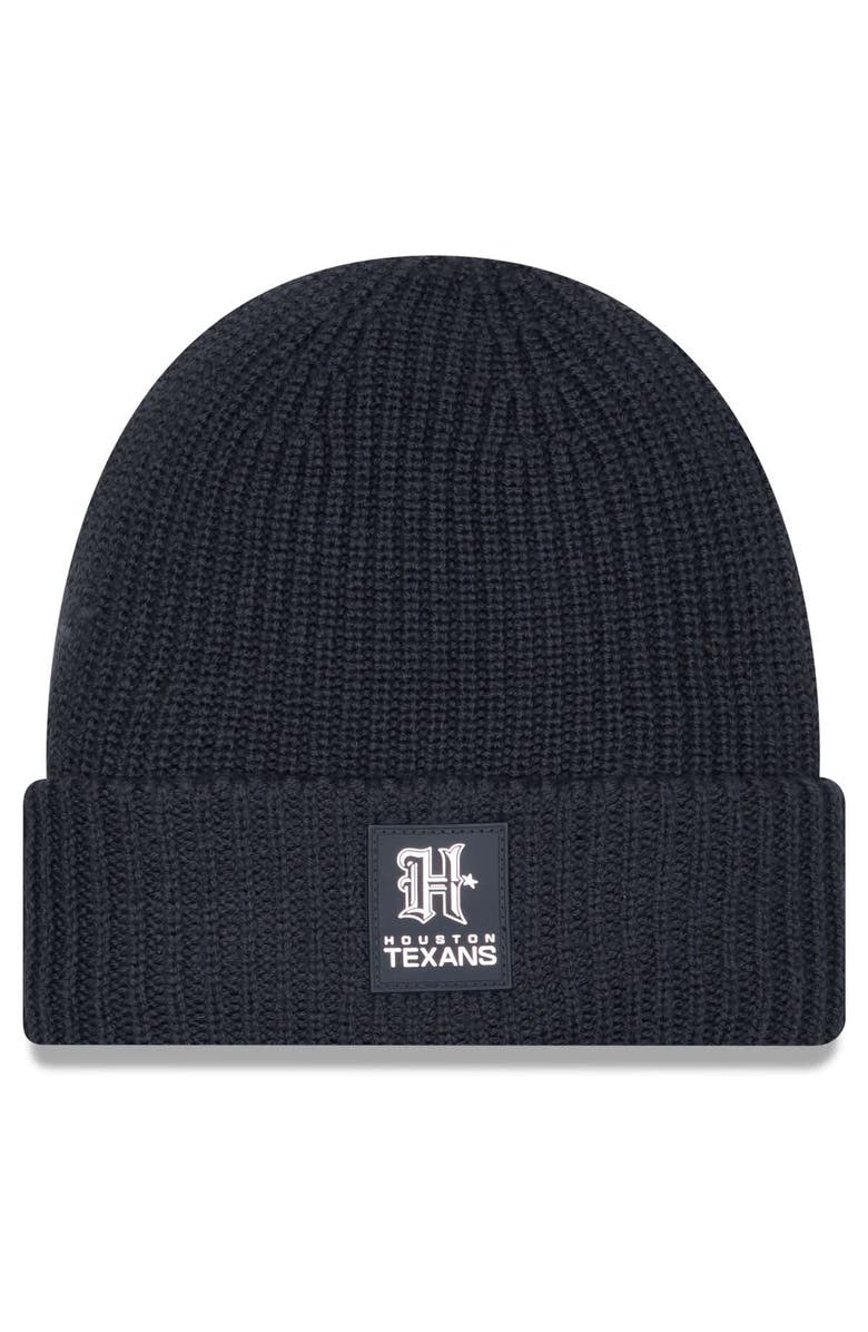 New Era Men's New Era Charcoal Houston Texans 2025 Sideline Cold Weather H-Town Cuffed Knit Hat, Main, color, Charcoal