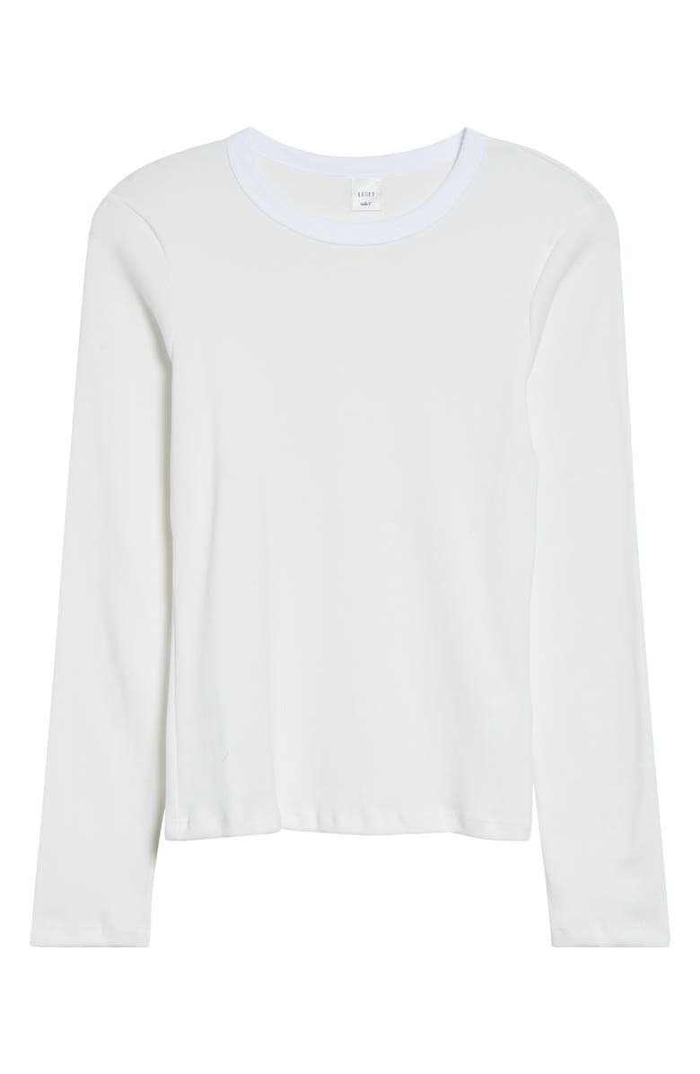 LESET Nando Knit Slim Fit Long Sleeve Top, Main, color, White