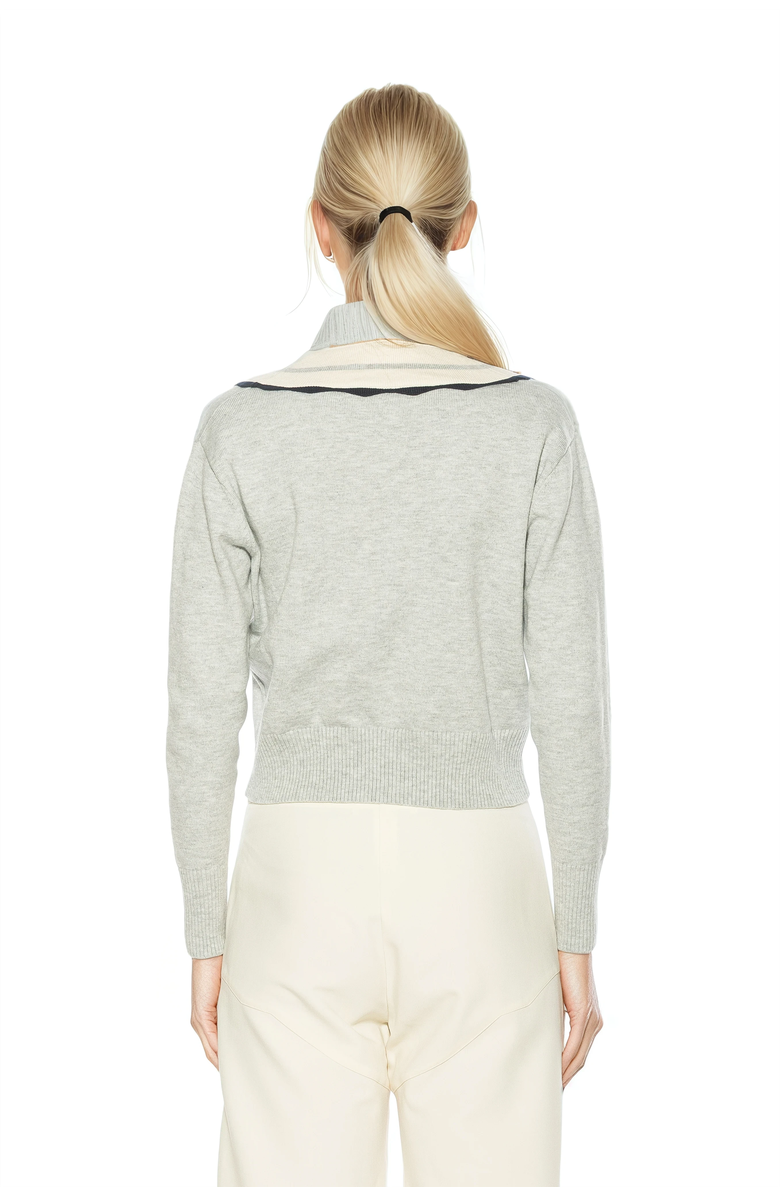 Alexia Admor Arden Deep V Contrast Trim Cardigan, Alternate, color, Grey