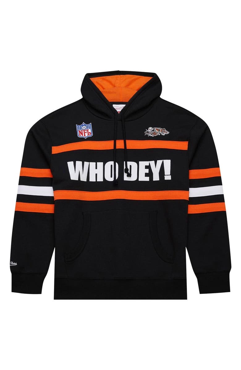 Mitchell & Ness Men's Black Cincinnati Bengals Vintage Logo Head Coach Fleece Pullover Hoodie, Alternate, color, Black