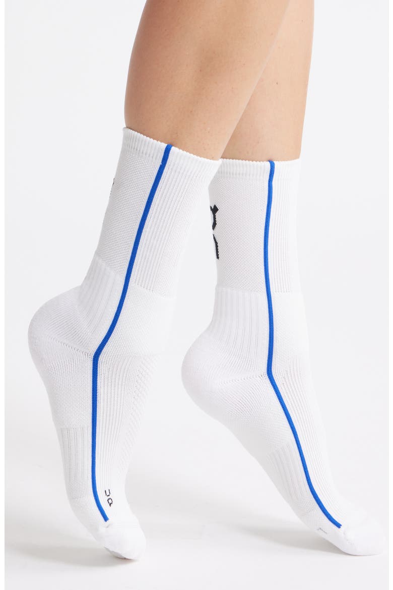 Court Crew Socks, Main, color, WHITE/ INDIGO