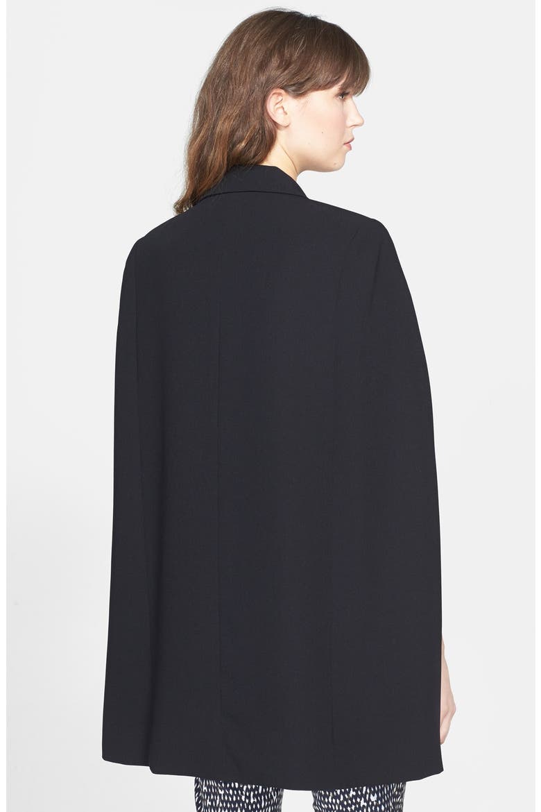 Notch Collar Cape Coat, Alternate, color, RICH BLACK