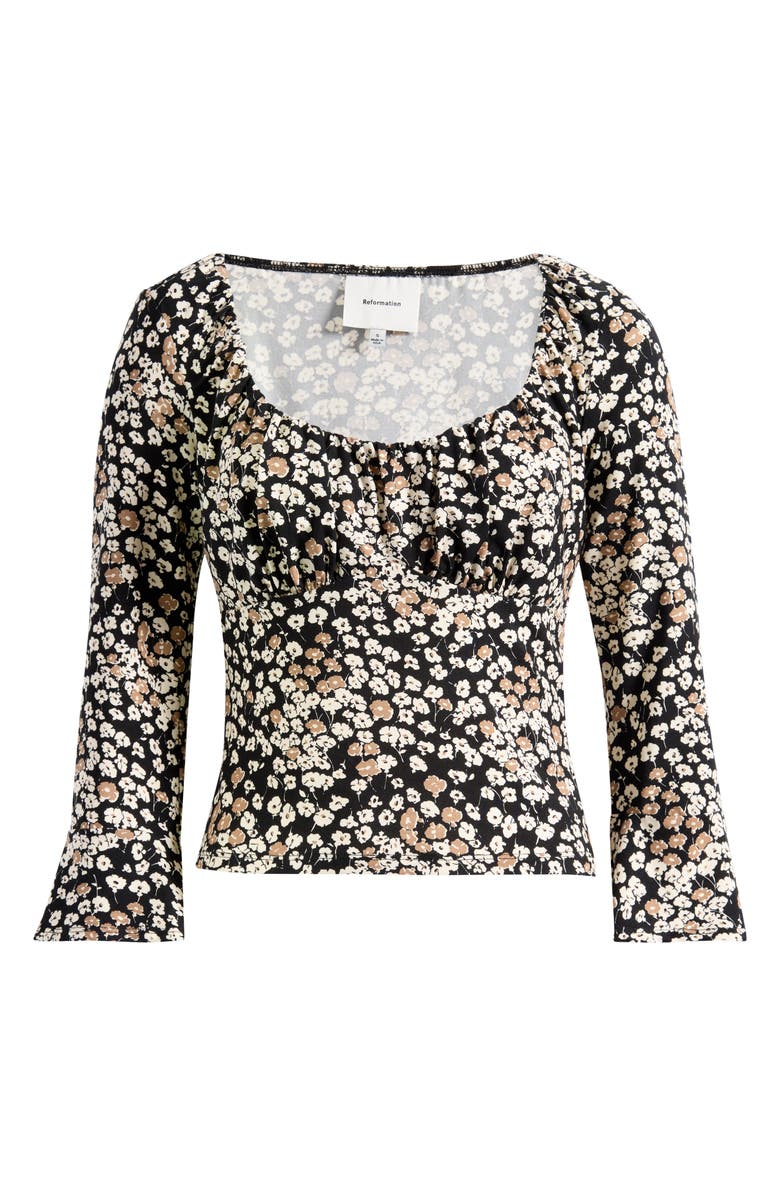 Reformation Effie Floral Print Knit Shirt, Alternate, color, Juno