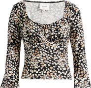 Reformation Effie Floral Print Knit Shirt