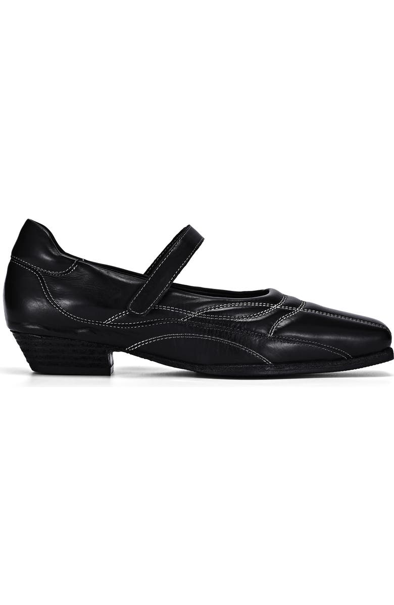 OLD TREND Folk Genuine Leather Artisanal Contrast Stitch Mary Jane Heel, Alternate, color, Black