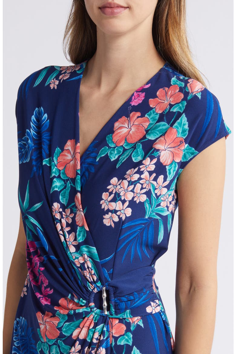 short sleeve faux wrap dress DKNY Women's Short Sleeve Faux Wrap Midi Dress