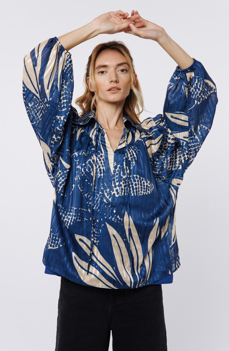 CIEBON Elisa Long Sleeve Top, Alternate, color, Navy/ Cream