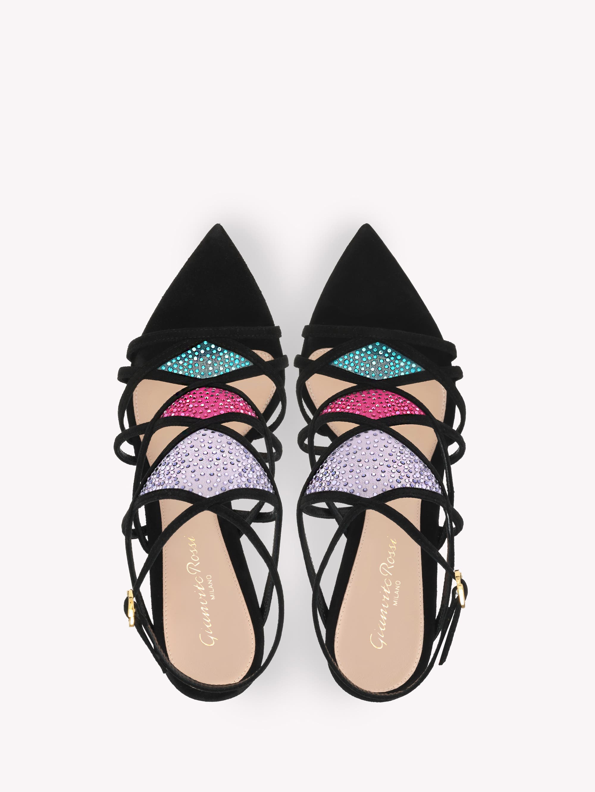 Gianvito Rossi Confetti Sandal, Alternate, color, Purple Suede And Fabric