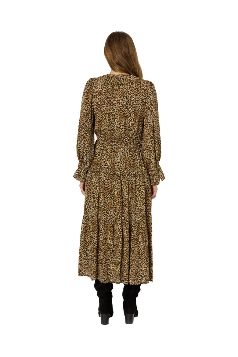 Lyza Ruffled V-Neck Midi Dress, Alternate, color, Brown