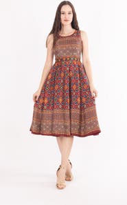 RAAS Russet Ajrakh Print Midi Dress