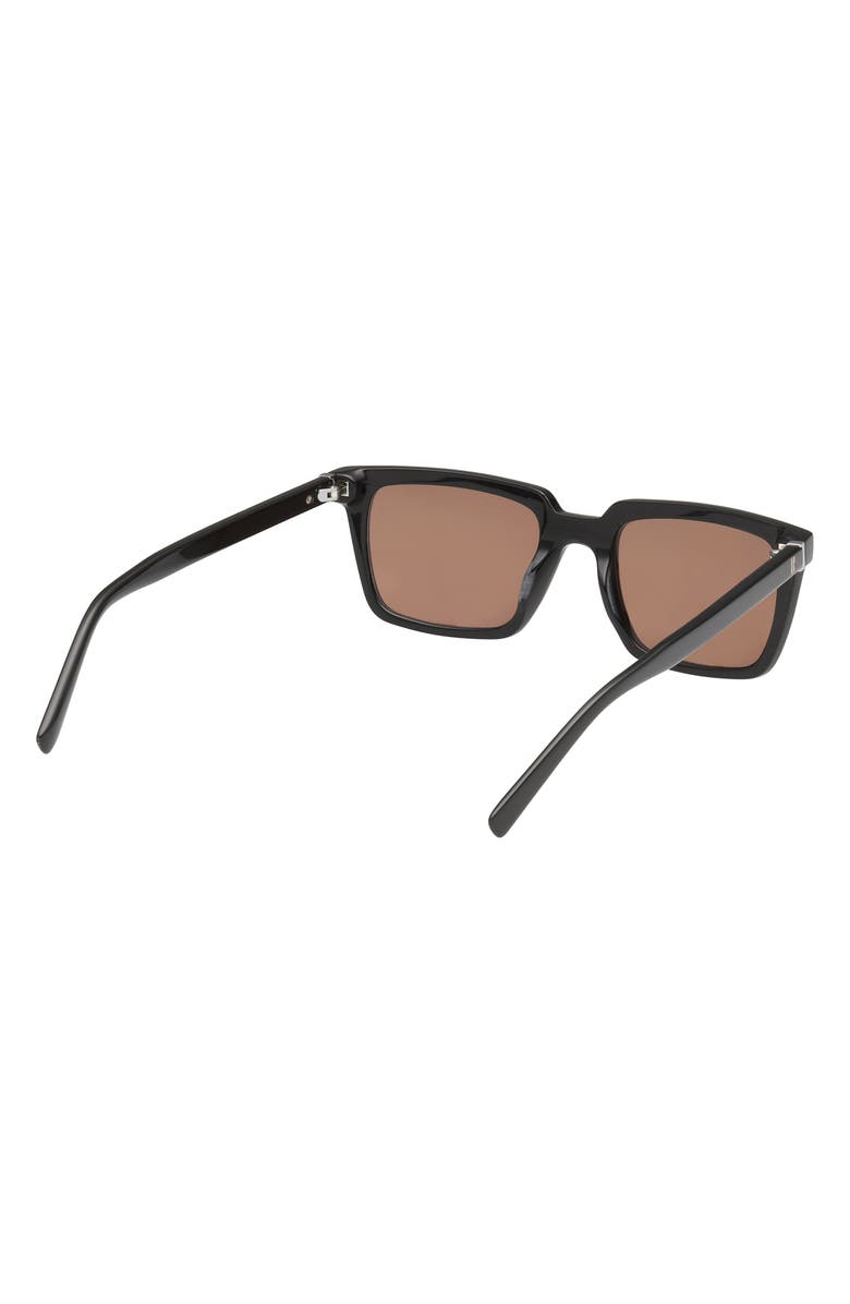 ABERCROMBIE & FITCH 52mm Rectangular Sunglasses, Alternate, color, Shiny Black / Brown Lens