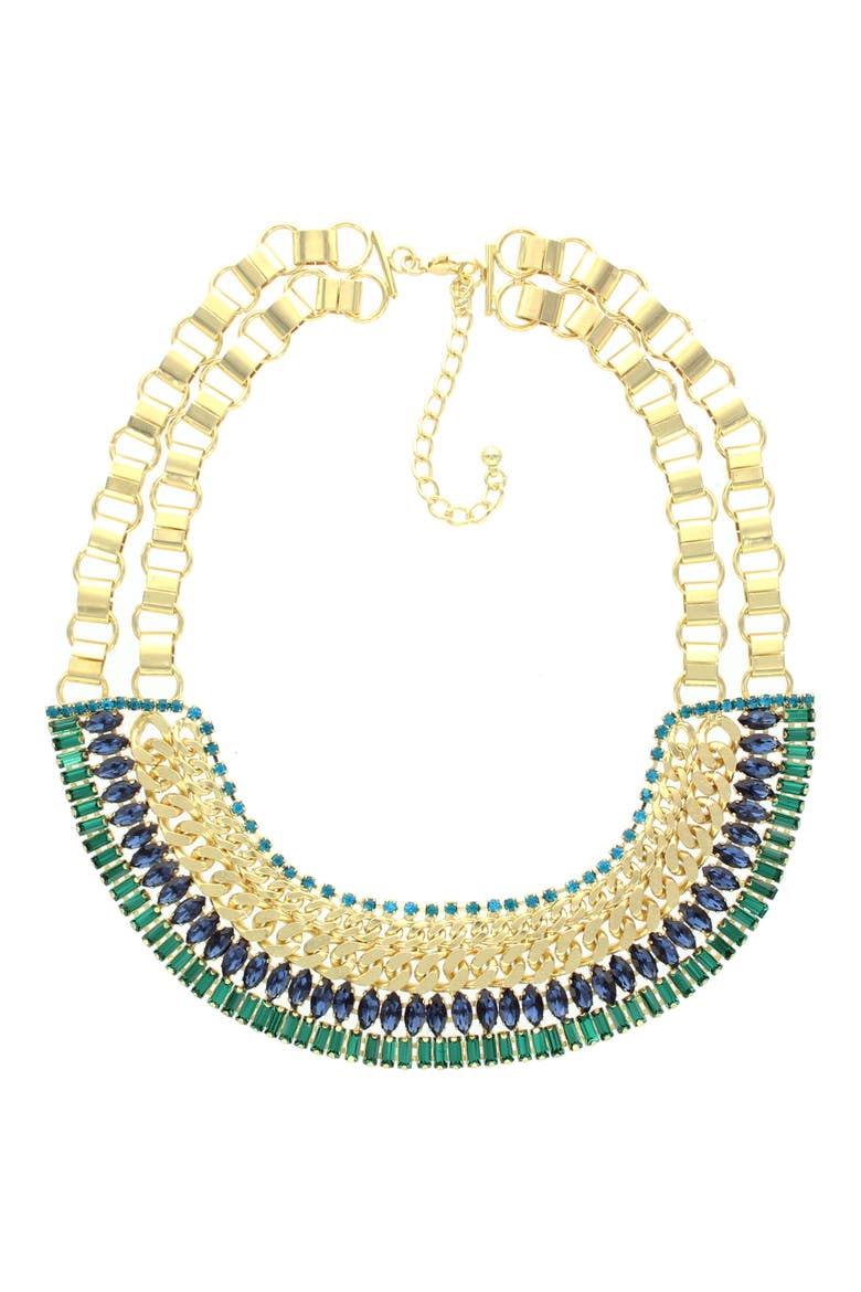 Colette Bib Necklace, Main, color, GOLD / EMERALD