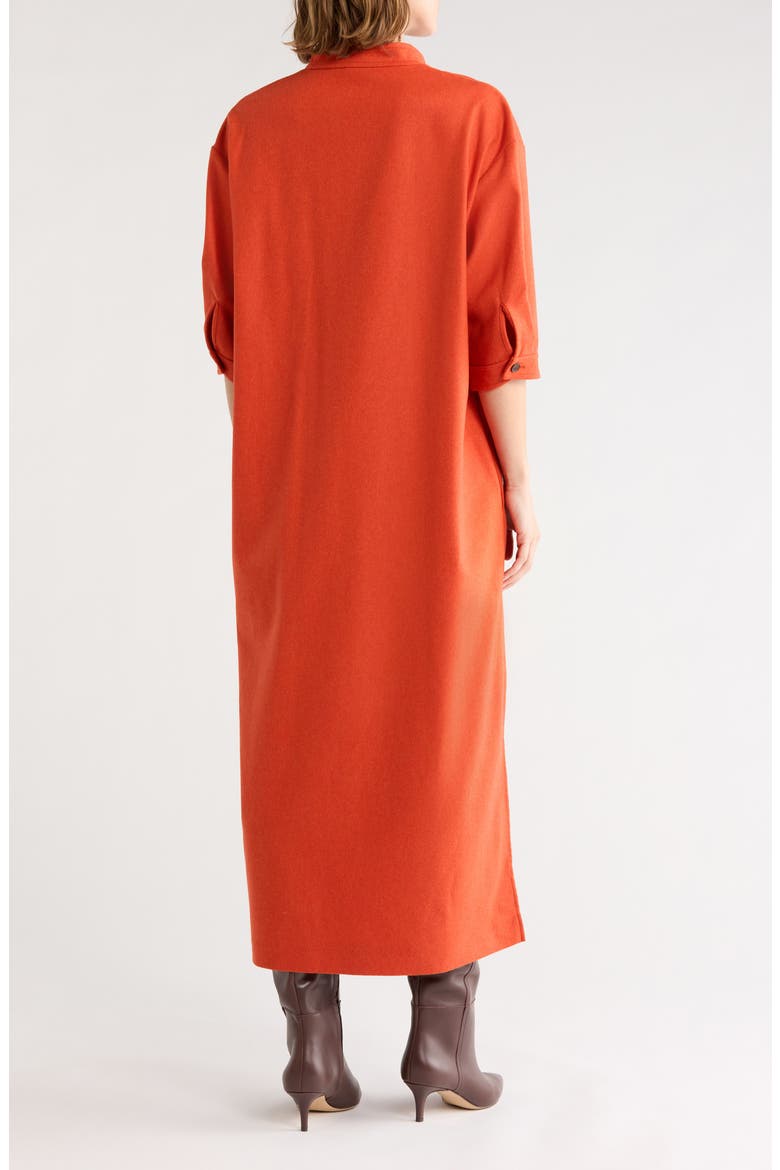 Wool Blend V-Neck Midi Dress, Alternate, color, ORANGE