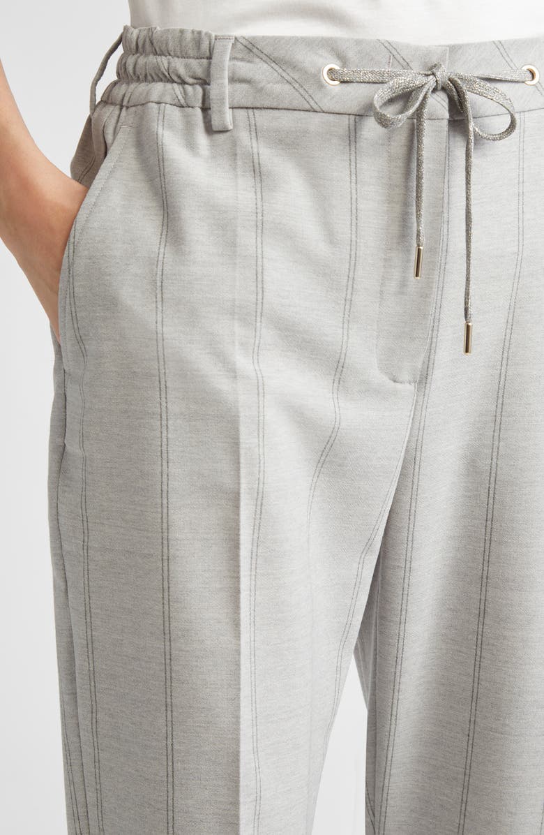 Eleventy Stripe Stretch Wool Flannel Narrow Leg Pants, Alternate, color, Light Gray Melange