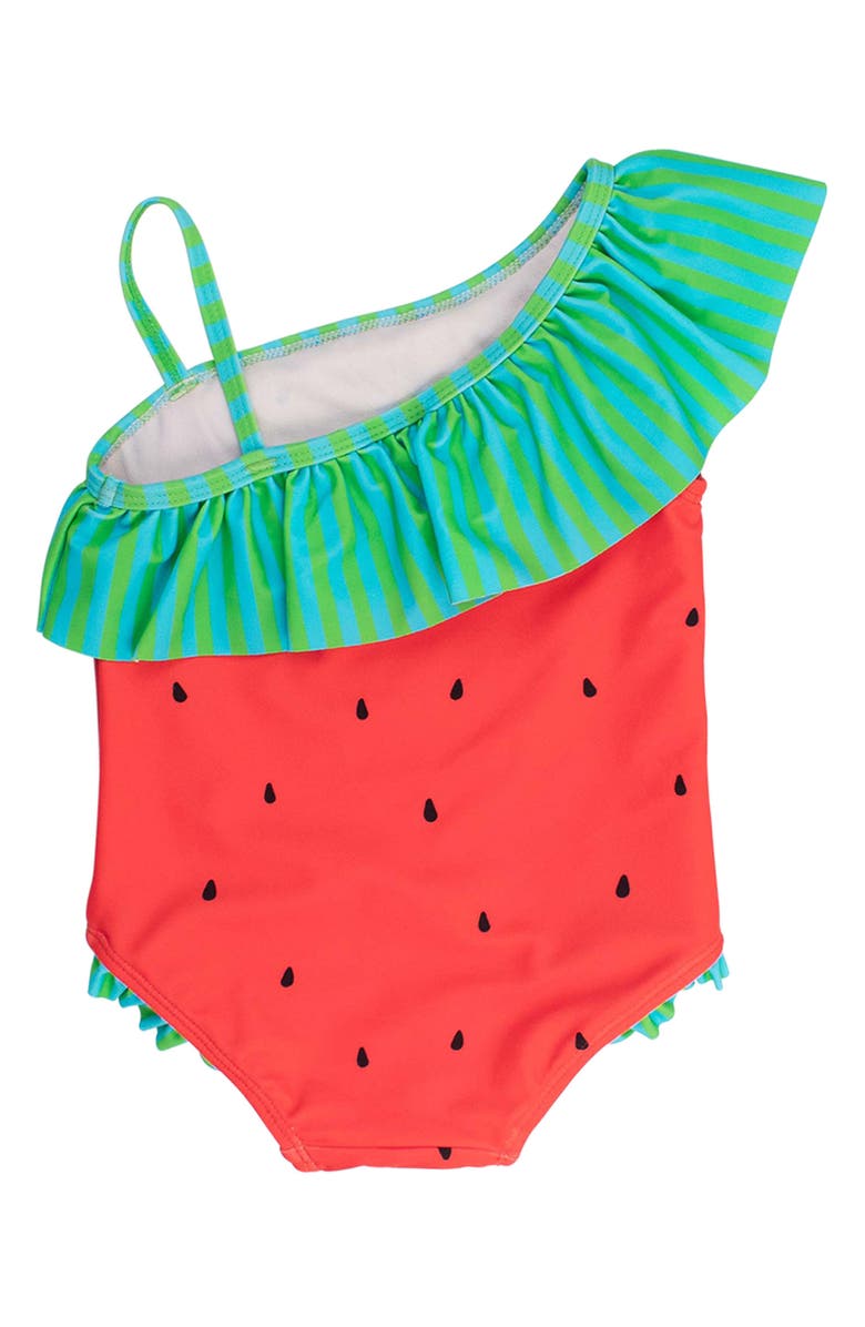 RuffleButts Kids' Watermelon One-Shoulder One-Piece Swimsuit, Alternate, color, 