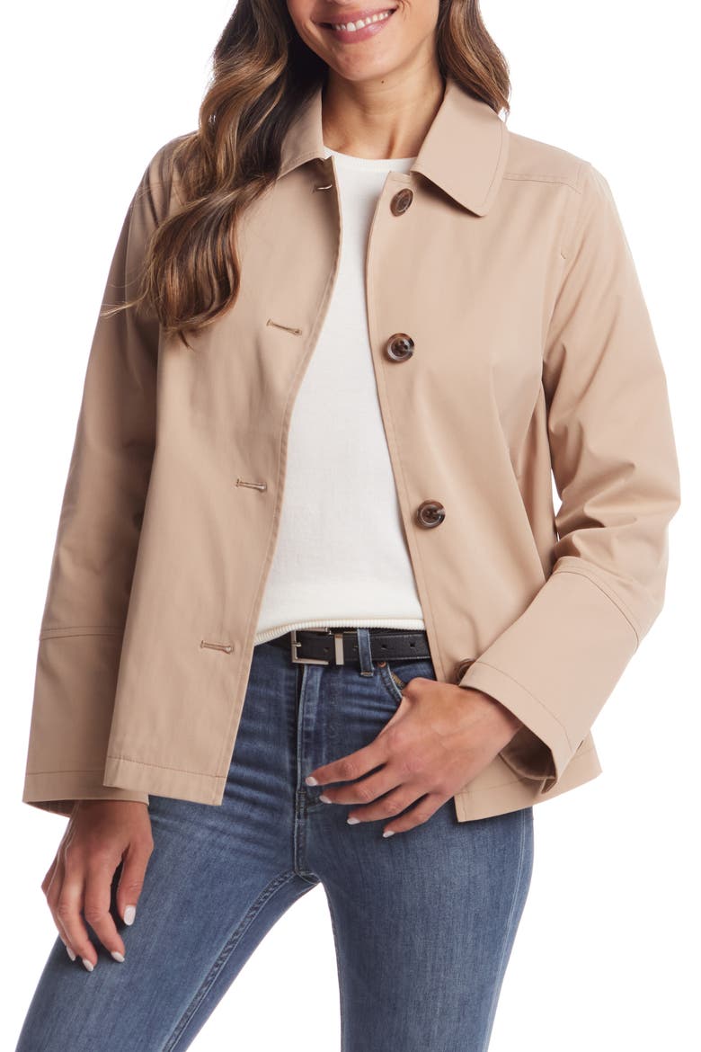 Button Front Water Resistant Raincoat, Main, color, TAN