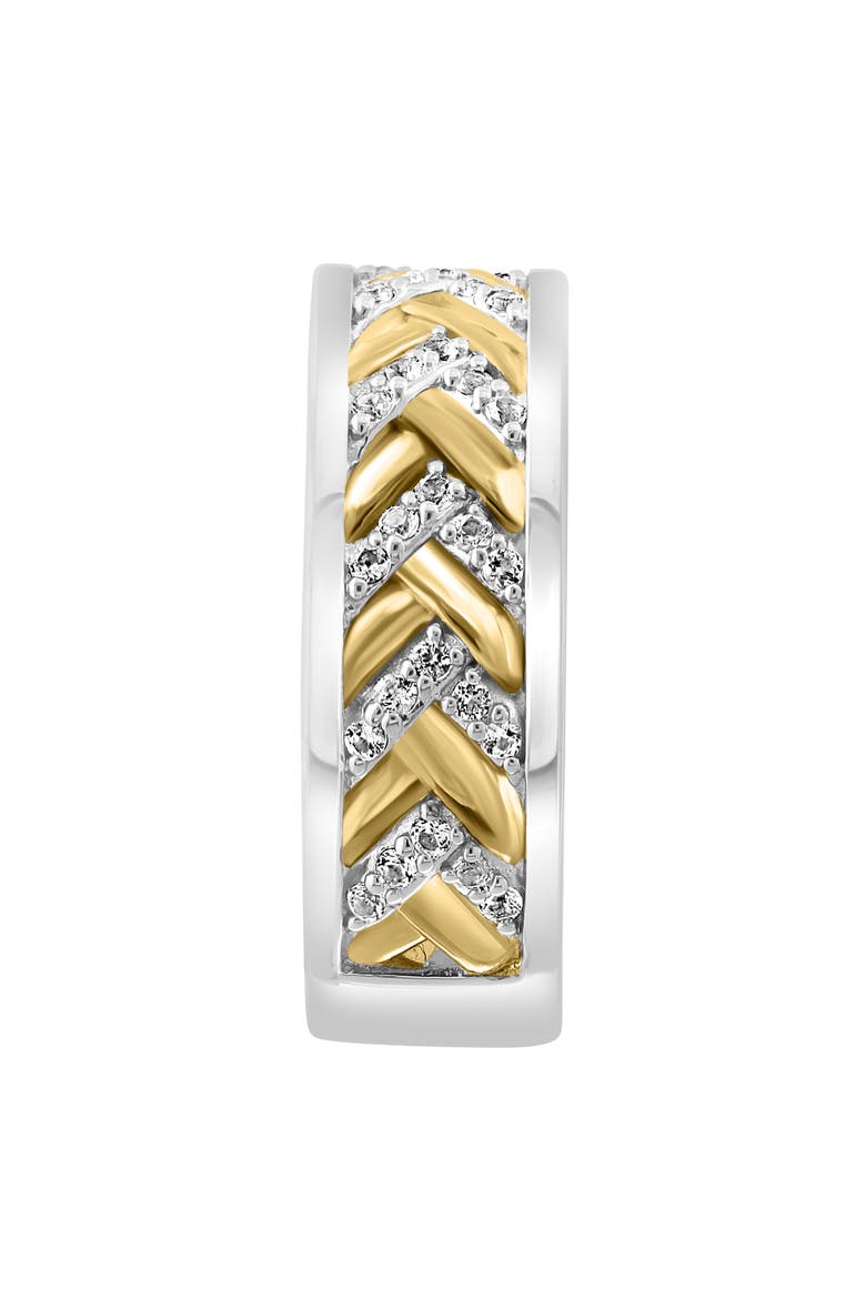 Two-Tone Pavé White Topaz Chevron Band Ring, Alternate, color, TWO TONE/ WHITE