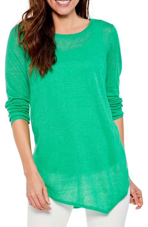 Featherweight Asymmetric Hem Linen Blend Sweater (Regular & Petite)