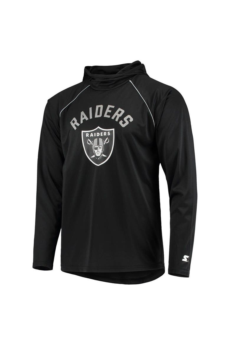Men's Starter Black Las Vegas Raiders Raglan Long Sleeve Hoodie T-Shirt, Alternate, color, Black