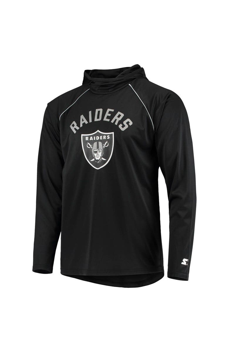 STARTER Men's Starter Black Las Vegas Raiders Raglan Long Sleeve Hoodie T-Shirt, Alternate, color, Black