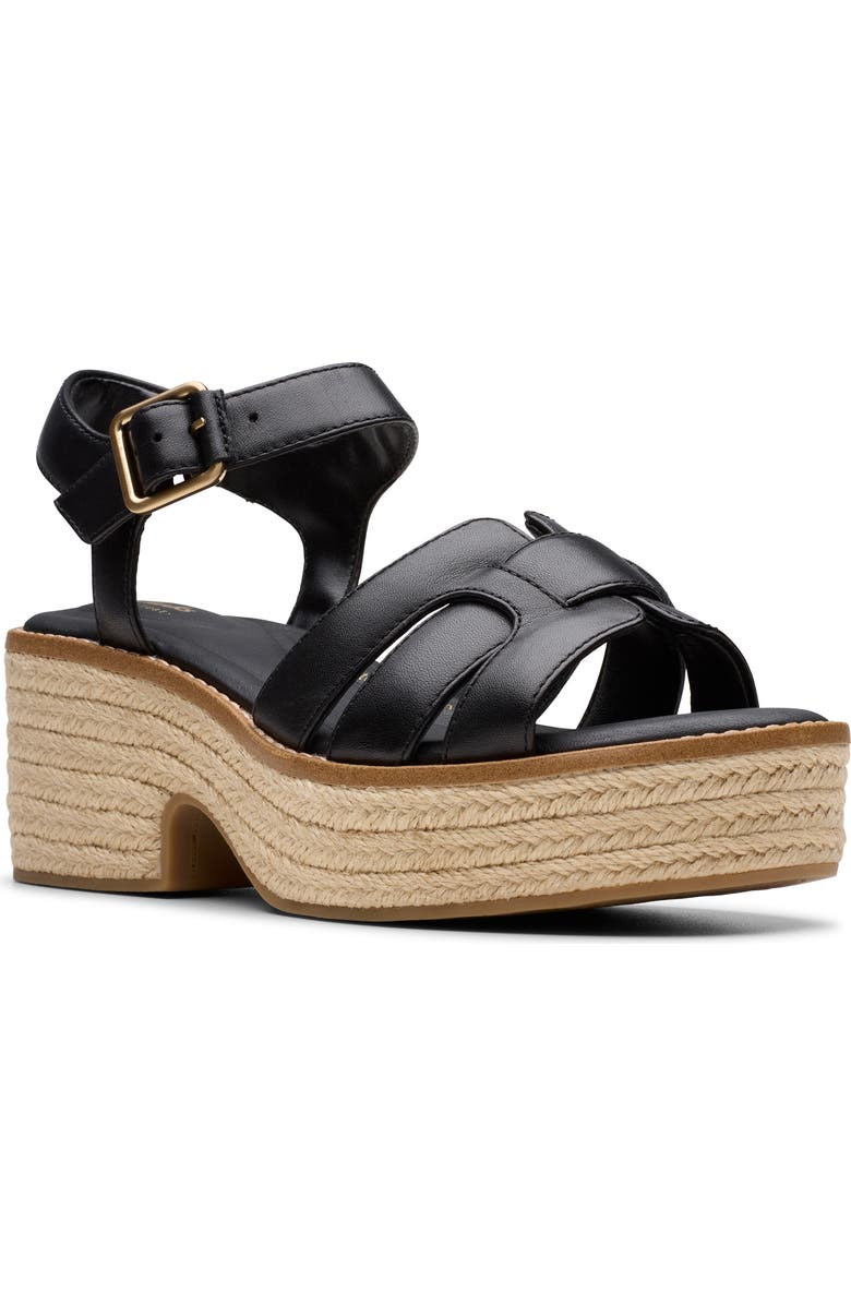 Clarks<sup>®</sup> Coledale Strap Platform Sandal, Main, color, Black Leather