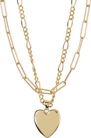 Adornia Layered Heart Pendant Necklace