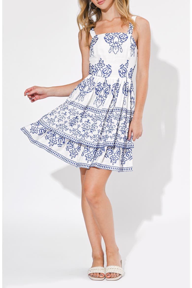 Cassidy Embroidery Minidress, Alternate, color, WHITE/ BLUE
