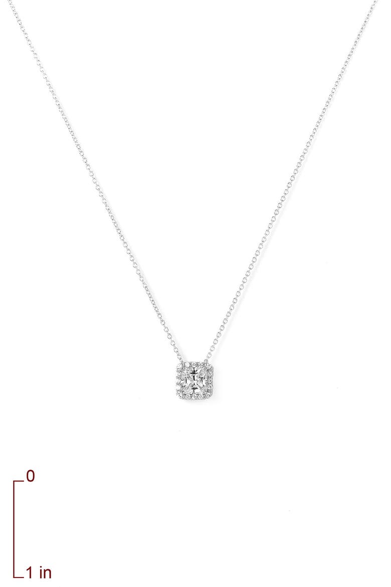 Princess Cut Pavé Pendant Necklace, Alternate, color, STERLING PLATINUM
