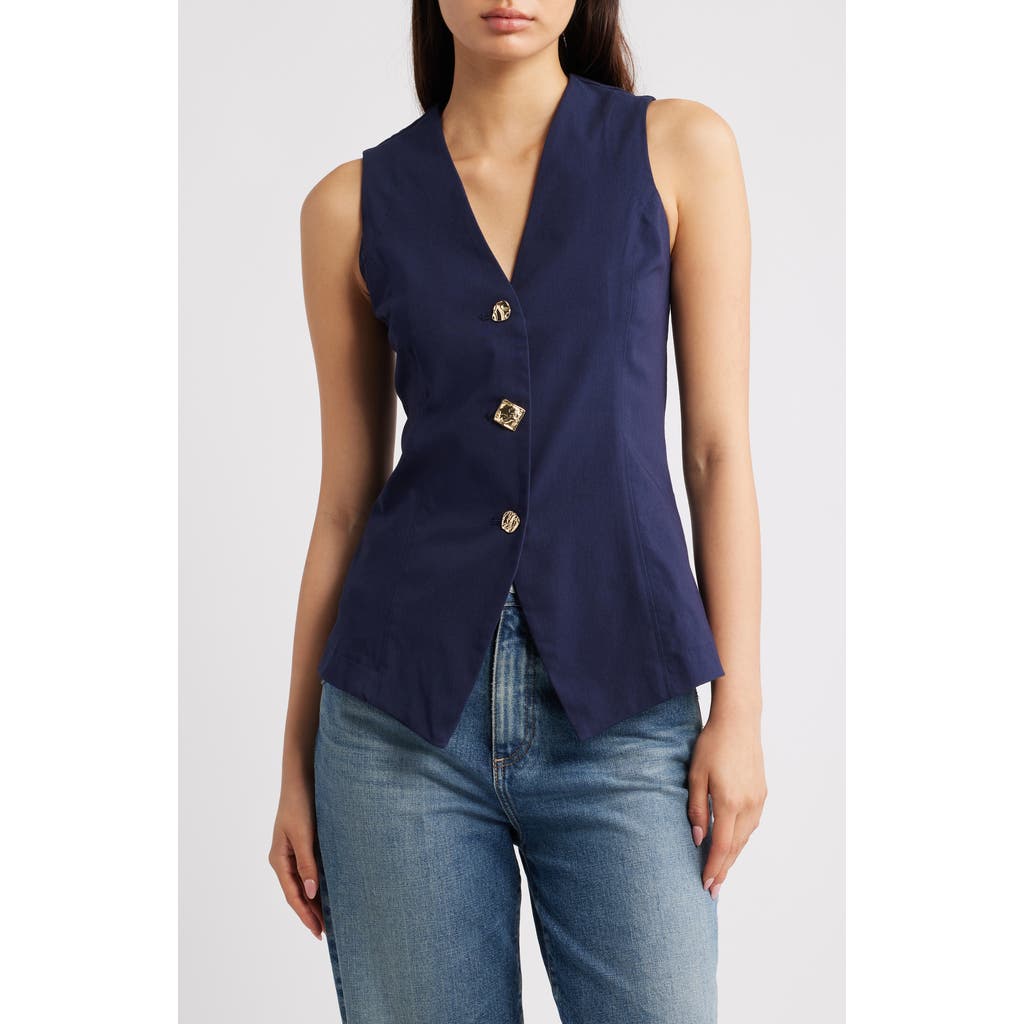 Friends Like These Button Front Vest in Blue  product