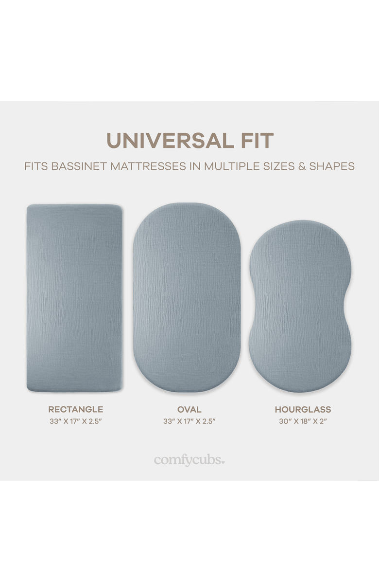 Comfy Cubs Muslin Cotton Bassinet Sheets, 1 Pack, Alternate, color, Pacific Blue