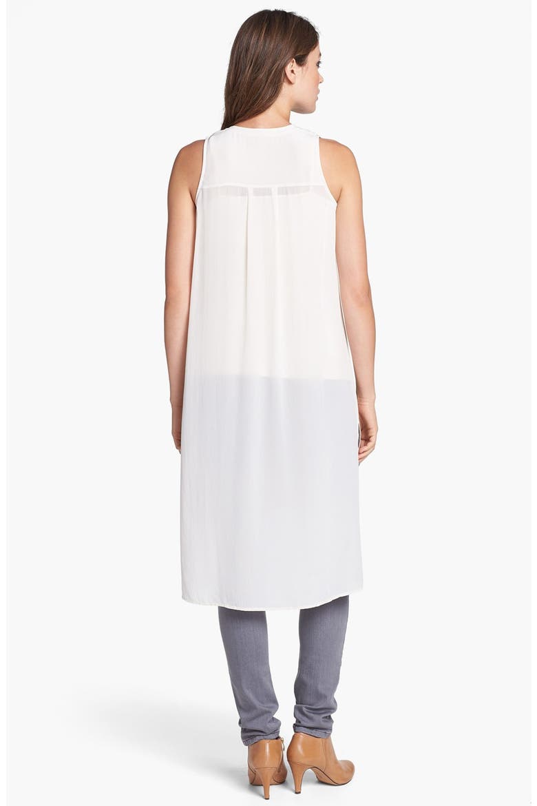 Silk Crepe V-Neck Tunic Dress, Alternate, color, BONE