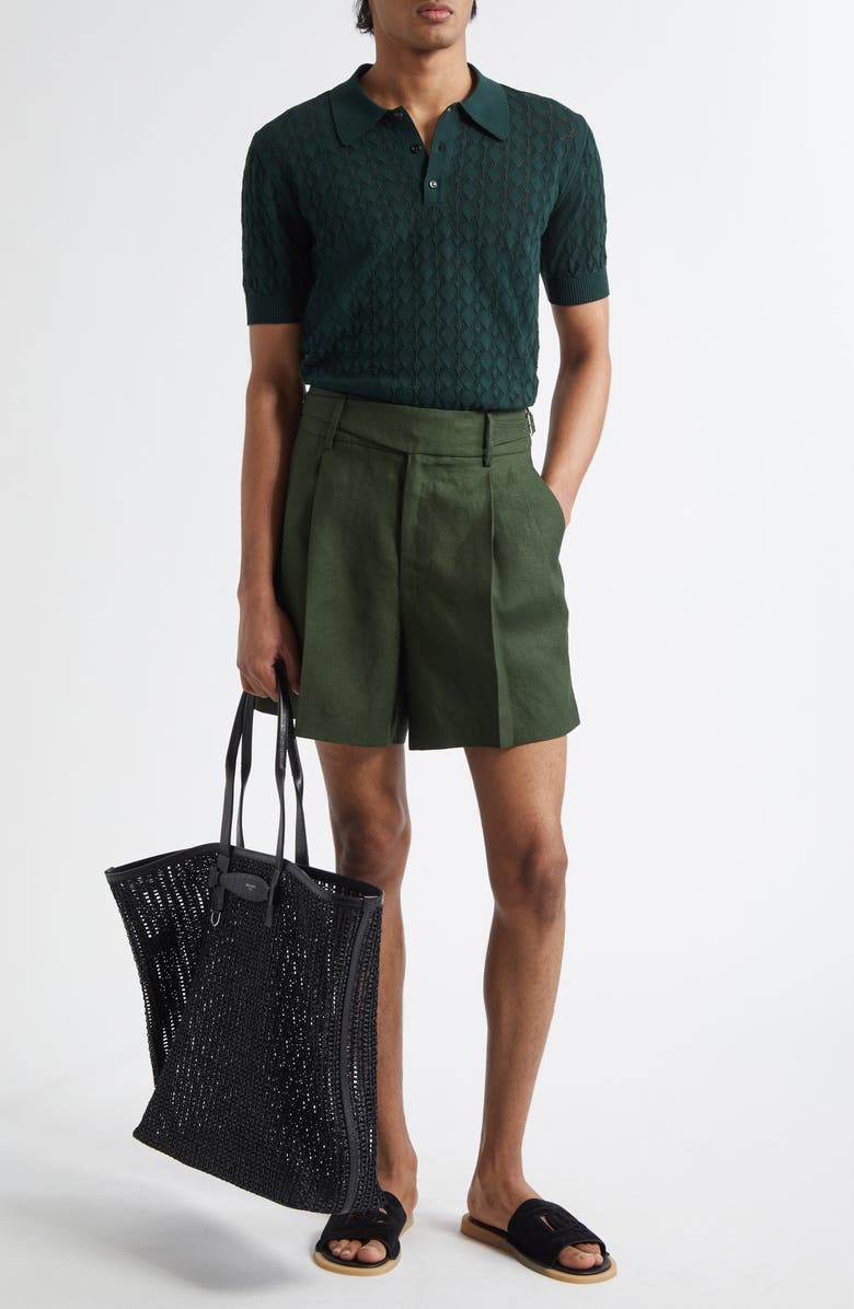 Dolce&Gabbana Side Tab Linen Shorts, Alternate, color, V0304 Militare Scuro