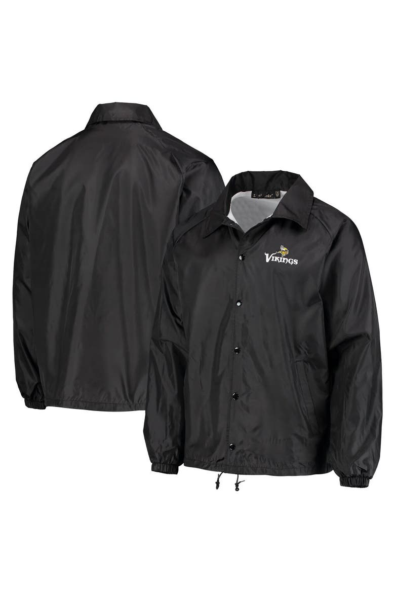 Men's Black Minnesota Vikings Coaches Classic Raglan Full-Snap Windbreaker Jacket, Main, color, Black