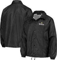 DUNBROOKE Men's Black Minnesota Vikings Coaches Classic Raglan Full-Snap Windbreaker Jacket