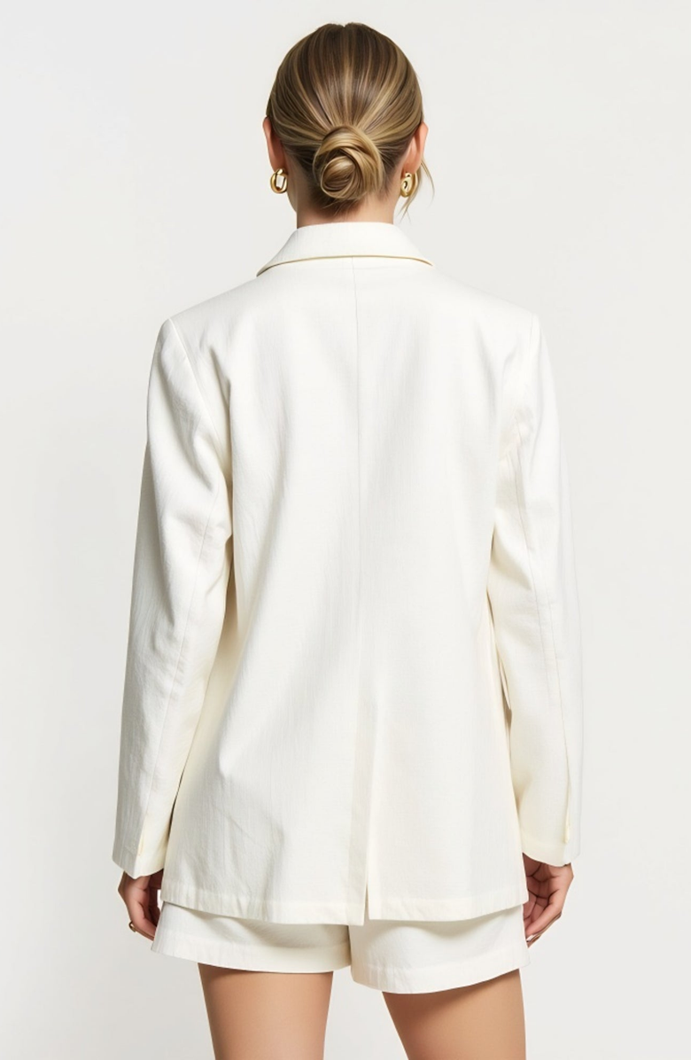 Modenaire Single Button Blazer and Matching Elastic Waist Short Outfit Set, Alternate, color,