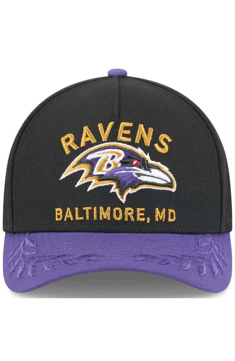 New Era Men's New Era Black/Purple Baltimore Ravens 2025 NFL Draft 9FORTY A-Frame M-Crown Adjustable Hat, Alternate, color, 