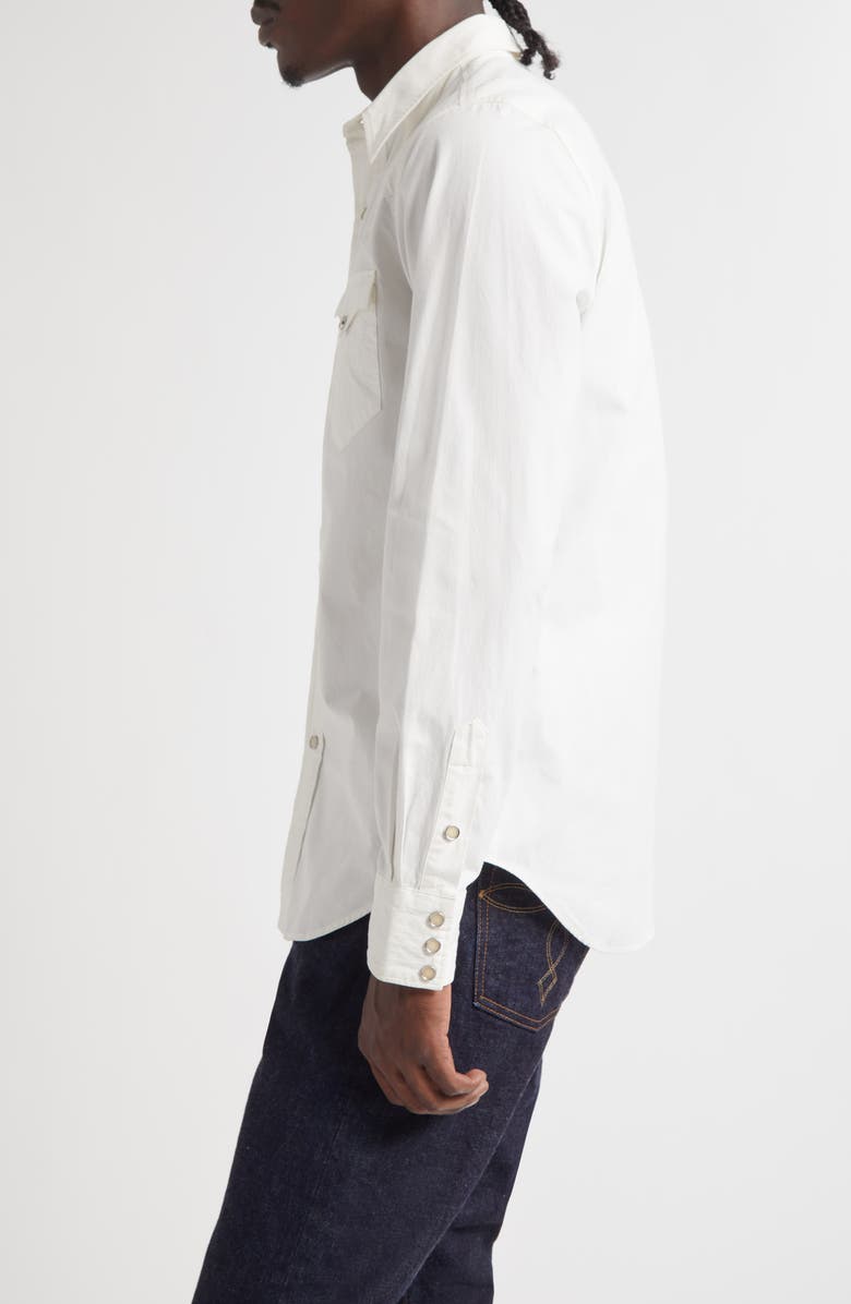 Double RL Slim Fit Poplin Snap-Up Western Shirt, Alternate, color, White