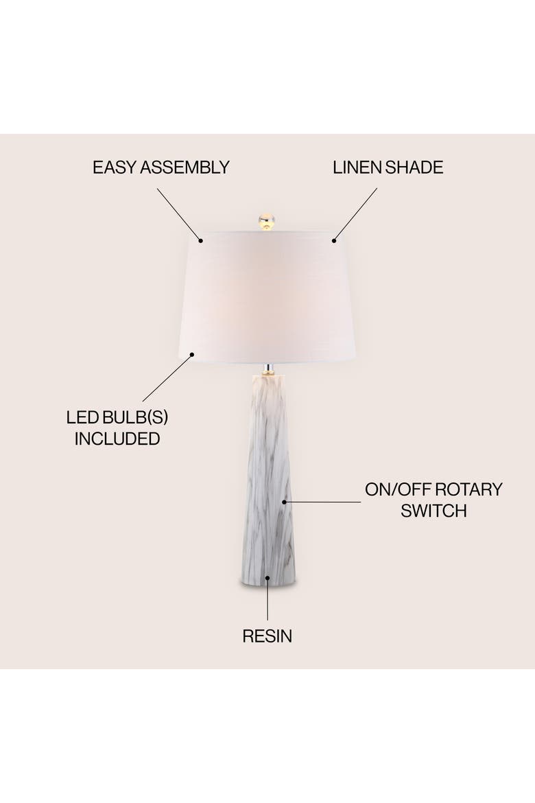 Bradley 29" Resin LED Table Lamp, White/Black Faux Marble, Alternate, color, White/Black