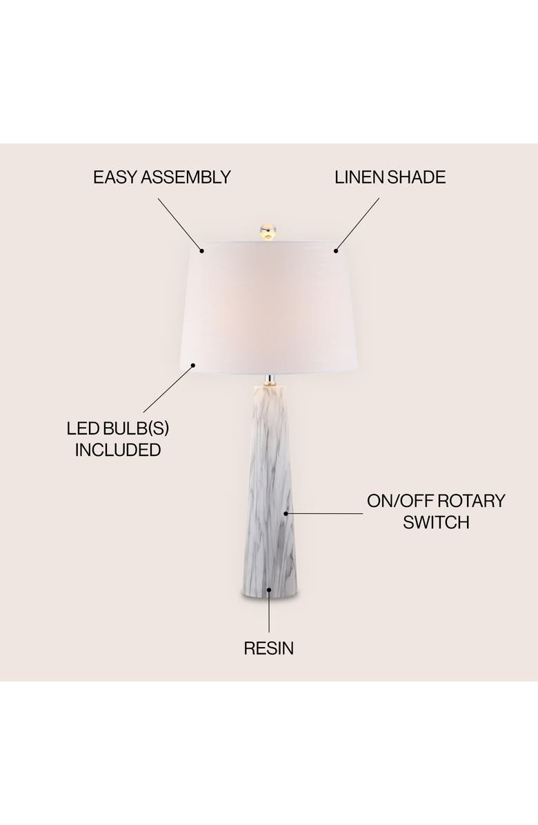 JONATHAN Y Bradley 29" Resin LED Table Lamp, White/Black Faux Marble, Alternate, color, White/Black