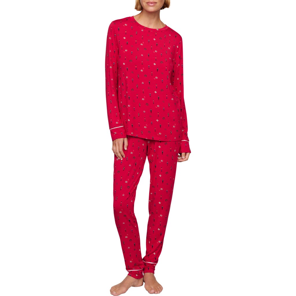 Eberjey Gisele Print Stretch Modal Long Pajamas In Red