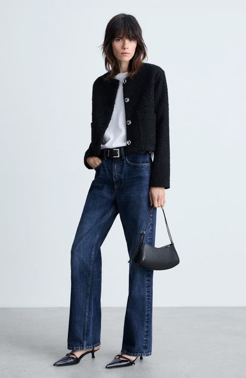 Mango Bouclè Tweed Jacket In Black