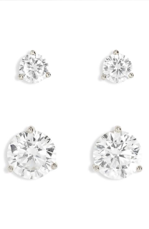 Set of 2 Cubic Zirconia Stud Earrings