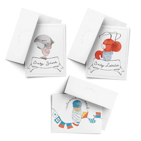 Baby Greeting Card Pack (3ct) "Baby Lobster, Welcome Aboard, Baby Shark"