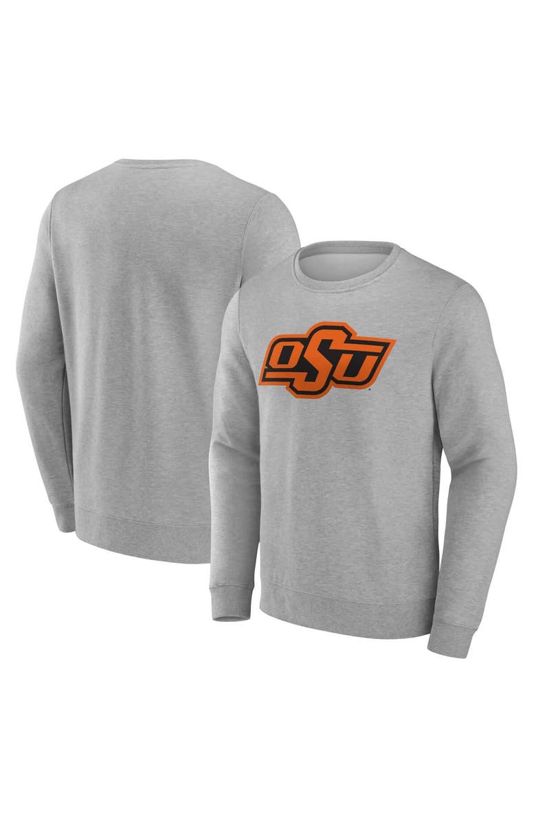 FANATICS Men's Fanatics Heather Gray Oklahoma State Cowboys Applique Fleece Pullover Sweatshirt, Main, color, Heather Gray