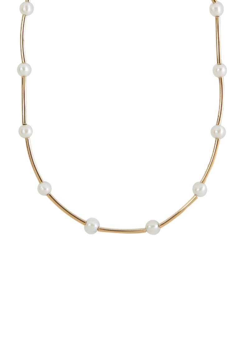 Tube Freshwater Pearl Necklace, Main, color, GOLD