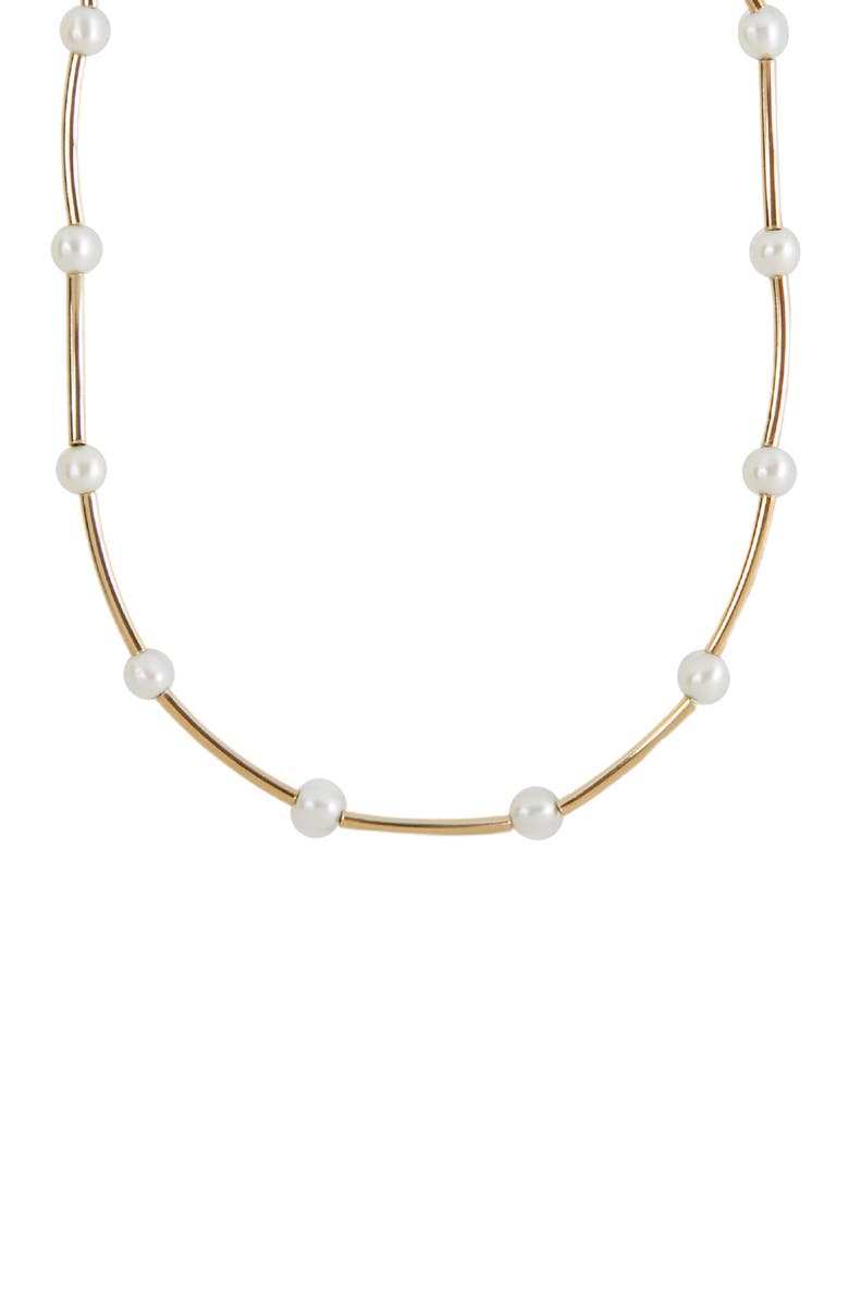 Argento Vivo Sterling Silver Tube Freshwater Pearl Necklace, Main, color, 