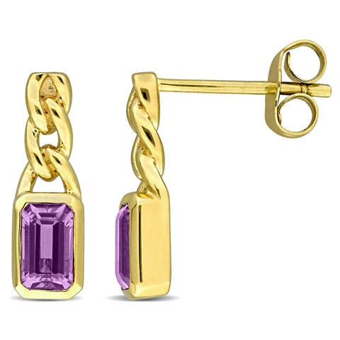 Gemstone Twisted Link Drop Earrings 14k