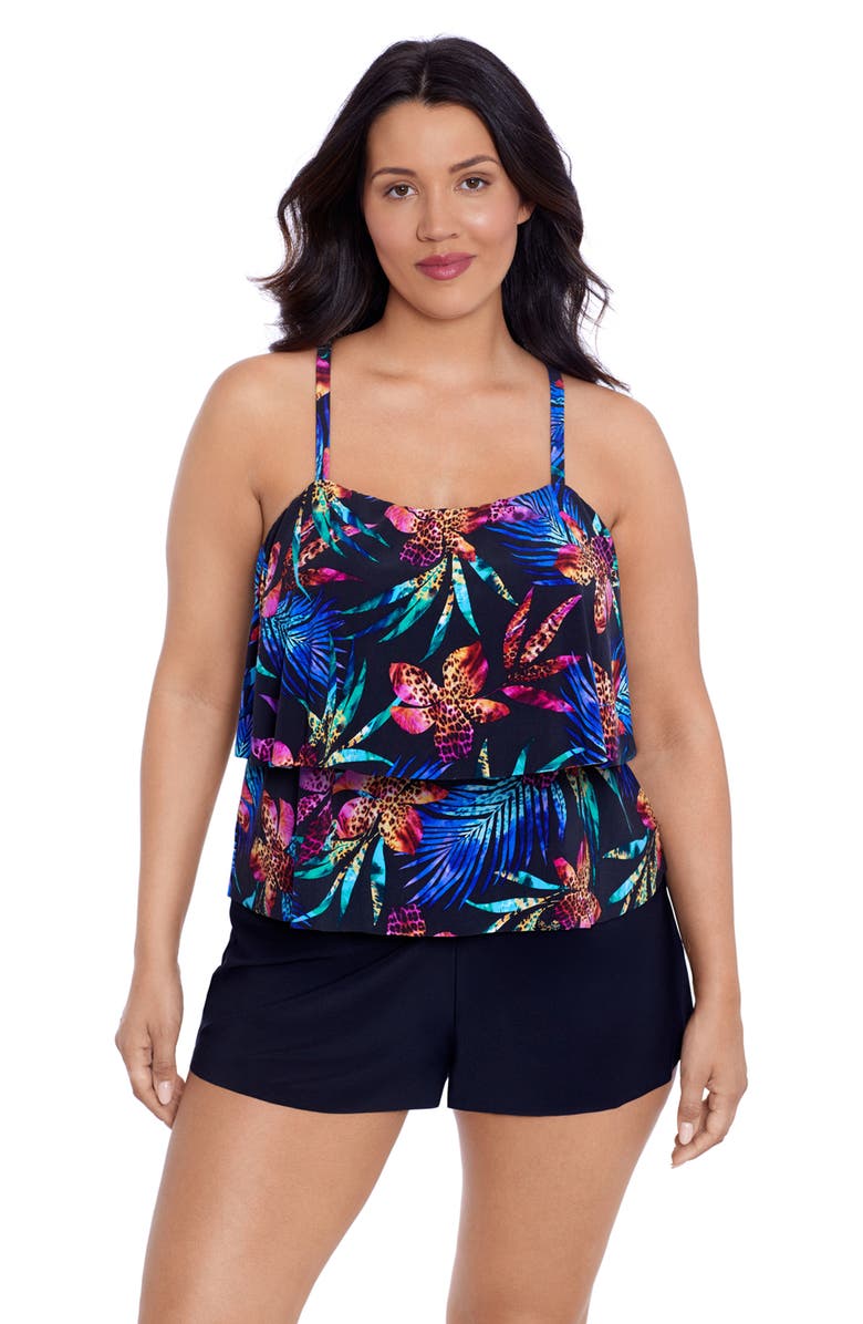 Trimshaper Roxy Swim Romper, Main, color, Leopard Lily