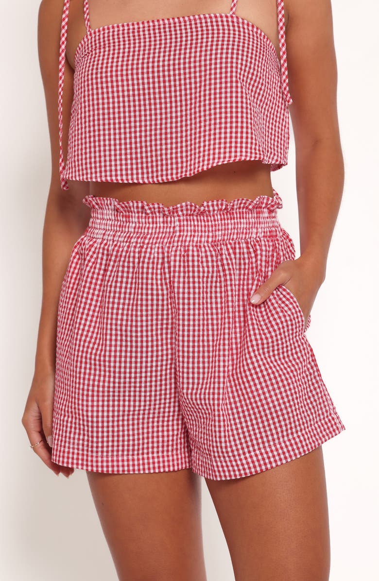 Petal & Pup Callum Gingham Crop Camisole & Shorts Set, Alternate, color, Red Gingham