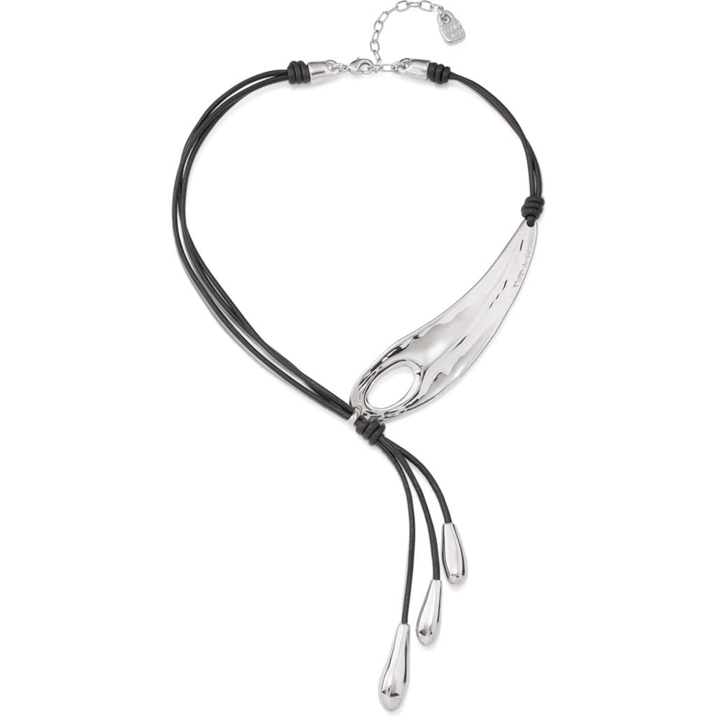 Unode50 18k Gold And Silver Short Adjustable Latigo Necklaces In Metallic
